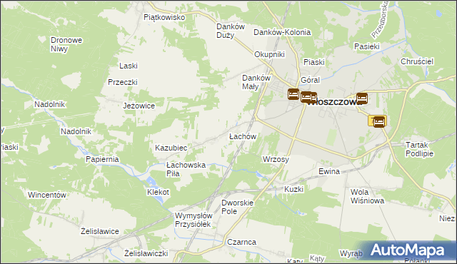 mapa Łachów gmina Włoszczowa, Łachów gmina Włoszczowa na mapie Targeo