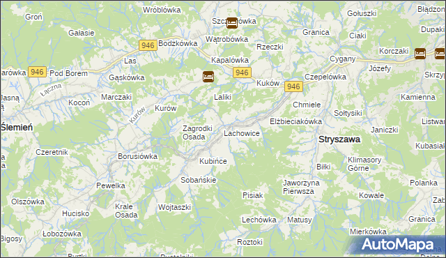 mapa Lachowice, Lachowice na mapie Targeo