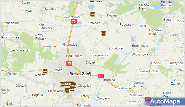 mapa Łagiewniki gmina Busko-Zdrój, Łagiewniki gmina Busko-Zdrój na mapie Targeo