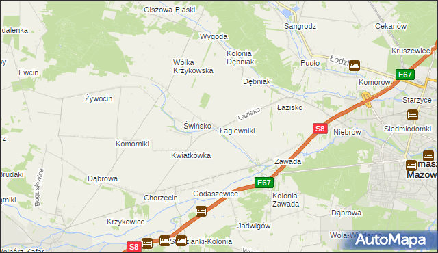 mapa Łagiewniki gmina Tomaszów Mazowiecki, Łagiewniki gmina Tomaszów Mazowiecki na mapie Targeo