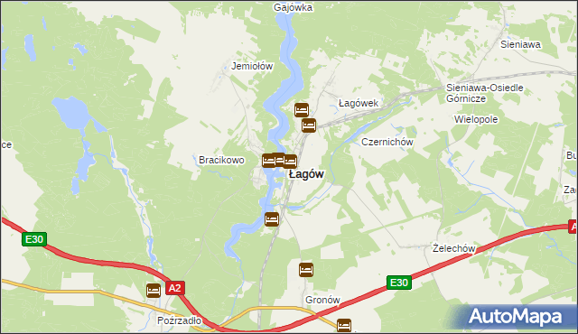 mapa Łagów powiat świebodziński, Łagów powiat świebodziński na mapie Targeo