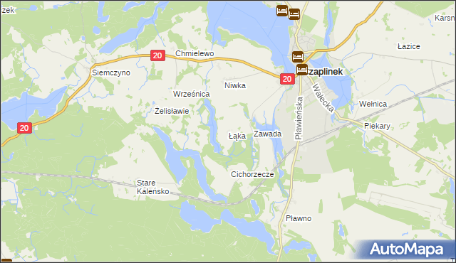 mapa Łąka gmina Czaplinek, Łąka gmina Czaplinek na mapie Targeo