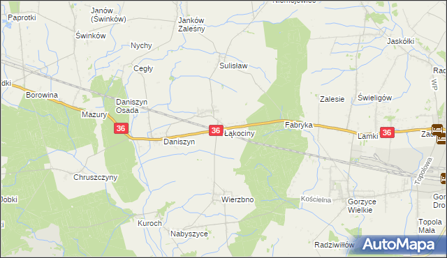 mapa Łąkociny, Łąkociny na mapie Targeo