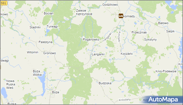mapa Langanki gmina Kętrzyn, Langanki gmina Kętrzyn na mapie Targeo