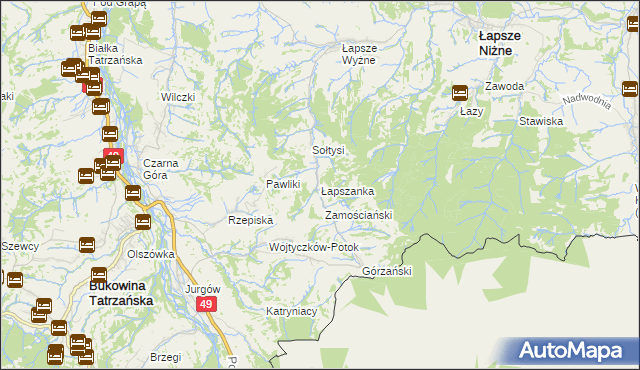 mapa Łapszanka, Łapszanka na mapie Targeo