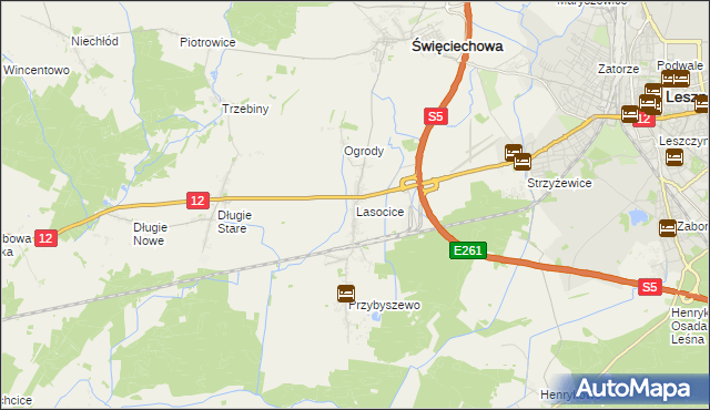 mapa Lasocice gmina Święciechowa, Lasocice gmina Święciechowa na mapie Targeo