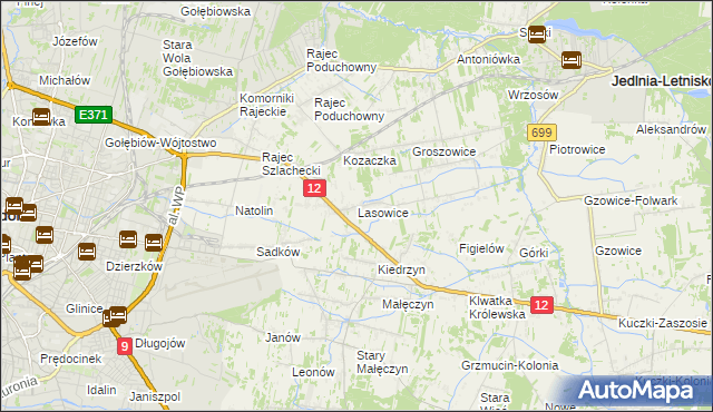 mapa Lasowice gmina Jedlnia-Letnisko, Lasowice gmina Jedlnia-Letnisko na mapie Targeo