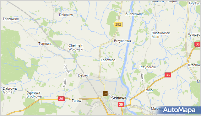 mapa Lasowice gmina Ścinawa, Lasowice gmina Ścinawa na mapie Targeo