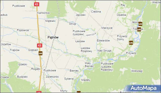 mapa Łaszew Rządowy, Łaszew Rządowy na mapie Targeo
