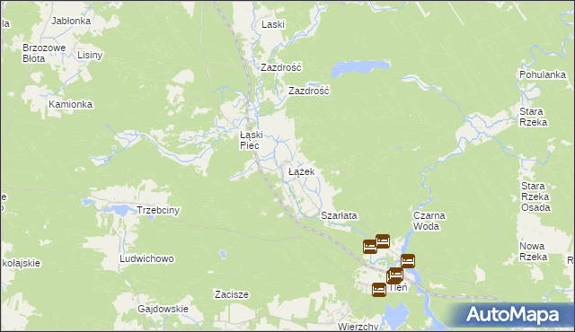 mapa Łążek gmina Osie, Łążek gmina Osie na mapie Targeo