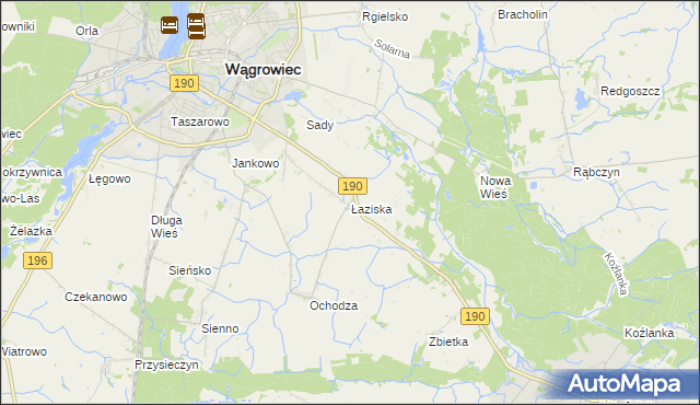 mapa Łaziska gmina Wągrowiec, Łaziska gmina Wągrowiec na mapie Targeo