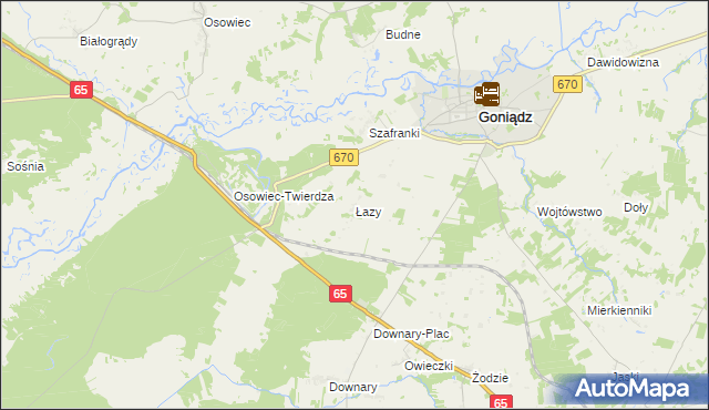 mapa Łazy gmina Goniądz, Łazy gmina Goniądz na mapie Targeo