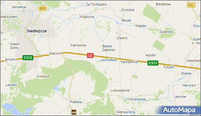 mapa Lechówka gmina Siedliszcze, Lechówka gmina Siedliszcze na mapie Targeo