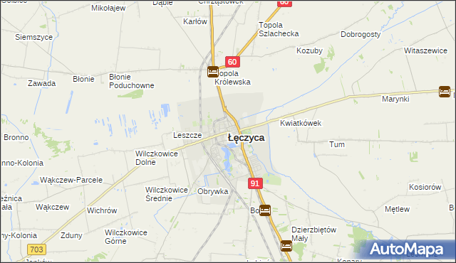 mapa Łęczyca, Łęczyca na mapie Targeo