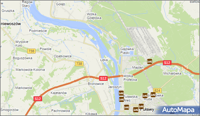 mapa Łęka gmina Puławy, Łęka gmina Puławy na mapie Targeo