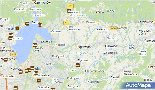 mapa Łękawica powiat żywiecki, Łękawica powiat żywiecki na mapie Targeo