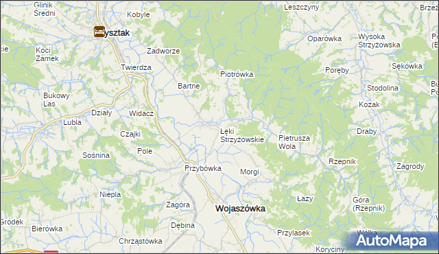 mapa Łęki Strzyżowskie, Łęki Strzyżowskie na mapie Targeo