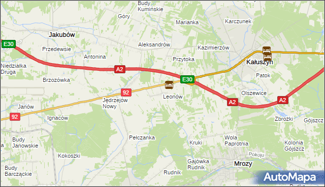 mapa Leonów gmina Kałuszyn, Leonów gmina Kałuszyn na mapie Targeo