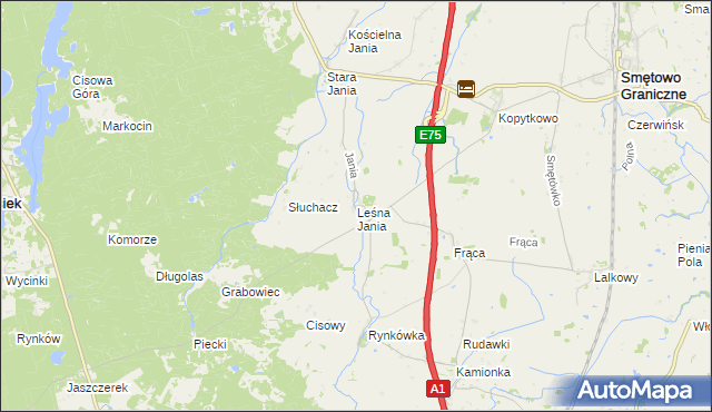 mapa Leśna Jania, Leśna Jania na mapie Targeo