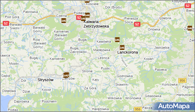 mapa Leśnica gmina Stryszów, Leśnica gmina Stryszów na mapie Targeo