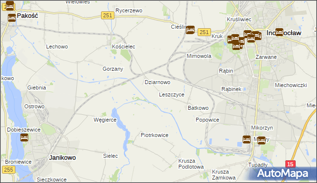 mapa Leszczyce, Leszczyce na mapie Targeo