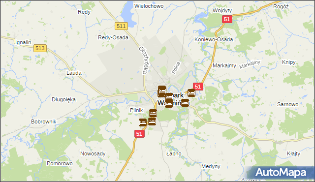 mapa Lidzbark Warmiński, Lidzbark Warmiński na mapie Targeo