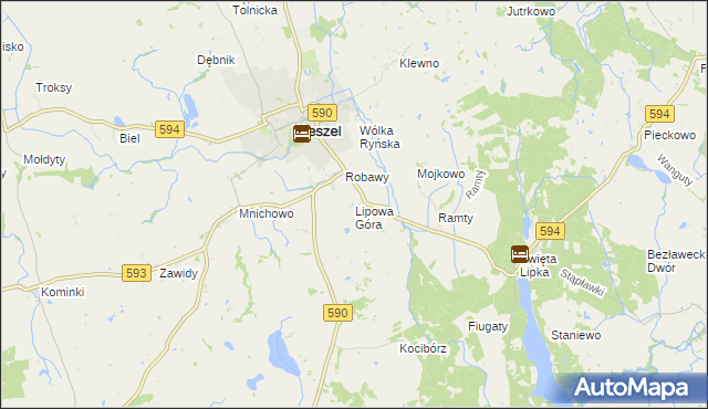 mapa Lipowa Góra gmina Reszel, Lipowa Góra gmina Reszel na mapie Targeo