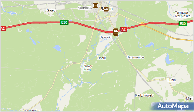 mapa Liszki gmina Rzepin, Liszki gmina Rzepin na mapie Targeo