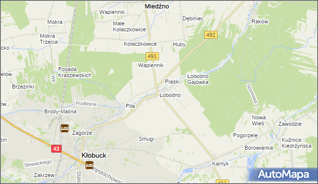 mapa Łobodno, Łobodno na mapie Targeo