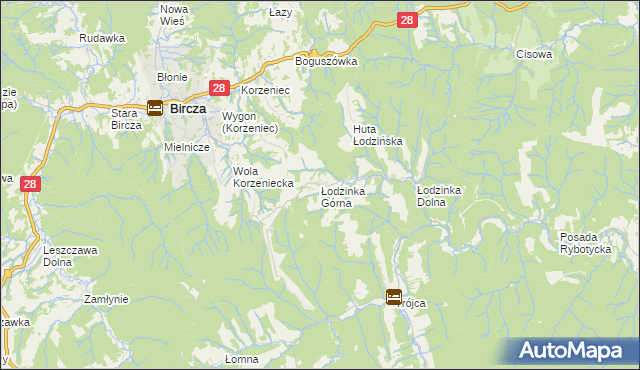 mapa Łodzinka Górna, Łodzinka Górna na mapie Targeo