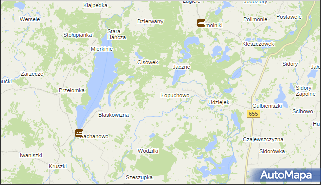 mapa Łopuchowo gmina Jeleniewo, Łopuchowo gmina Jeleniewo na mapie Targeo