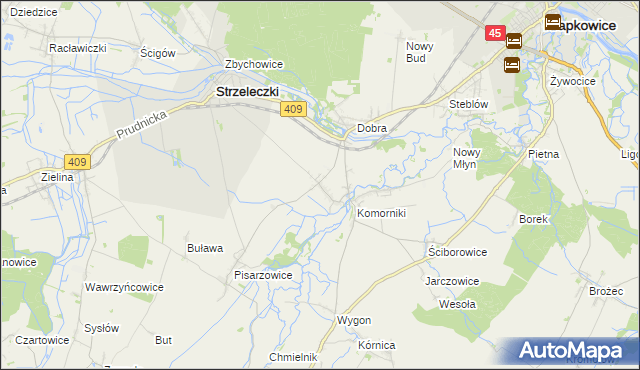 mapa Łowkowice gmina Strzeleczki, Łowkowice gmina Strzeleczki na mapie Targeo