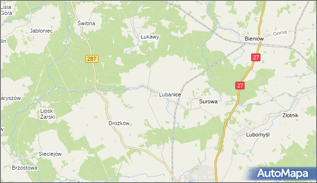 mapa Lubanice, Lubanice na mapie Targeo