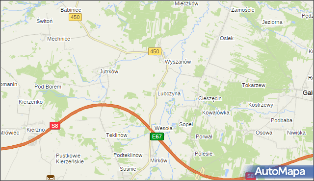 mapa Lubczyna gmina Wieruszów, Lubczyna gmina Wieruszów na mapie Targeo