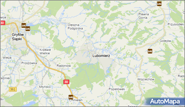 mapa Lubomierz powiat lwówecki, Lubomierz powiat lwówecki na mapie Targeo