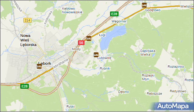 mapa Lubowidz gmina Nowa Wieś Lęborska, Lubowidz gmina Nowa Wieś Lęborska na mapie Targeo