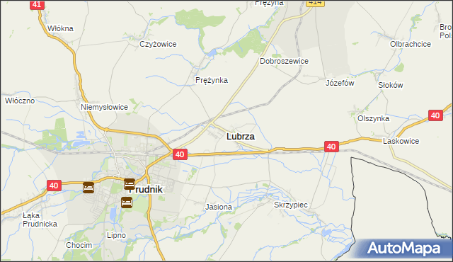 mapa Lubrza powiat prudnicki, Lubrza powiat prudnicki na mapie Targeo