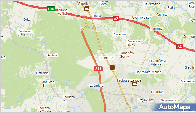 mapa Lućmierz-Ośrodek, Lućmierz-Ośrodek na mapie Targeo