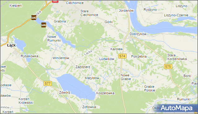 mapa Ludwików gmina Gąbin, Ludwików gmina Gąbin na mapie Targeo