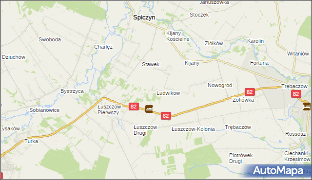mapa Ludwików gmina Spiczyn, Ludwików gmina Spiczyn na mapie Targeo