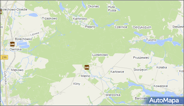 mapa Ludwikowo gmina Czerwonak, Ludwikowo gmina Czerwonak na mapie Targeo