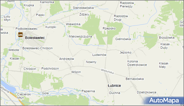 mapa Ludwinów gmina Łubnice, Ludwinów gmina Łubnice na mapie Targeo