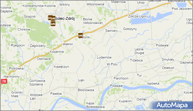 mapa Ludwinów gmina Solec-Zdrój, Ludwinów gmina Solec-Zdrój na mapie Targeo