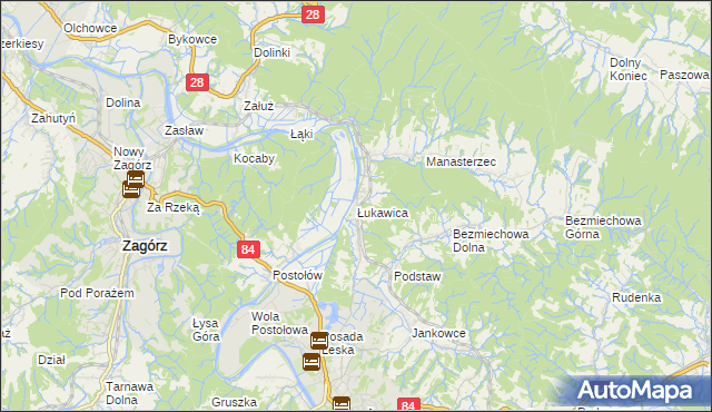 mapa Łukawica gmina Lesko, Łukawica gmina Lesko na mapie Targeo