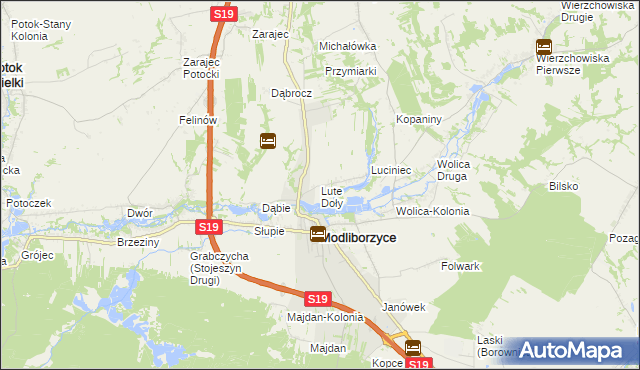 mapa Lute Doły, Lute Doły na mapie Targeo