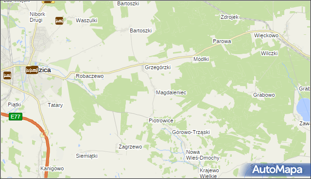 mapa Magdaleniec gmina Nidzica, Magdaleniec gmina Nidzica na mapie Targeo