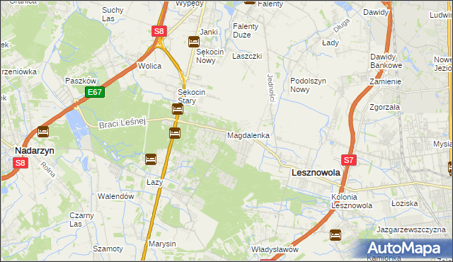 mapa Magdalenka gmina Lesznowola, Magdalenka gmina Lesznowola na mapie Targeo