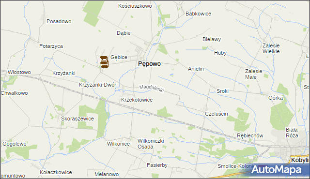 mapa Magdalenki gmina Pępowo, Magdalenki gmina Pępowo na mapie Targeo