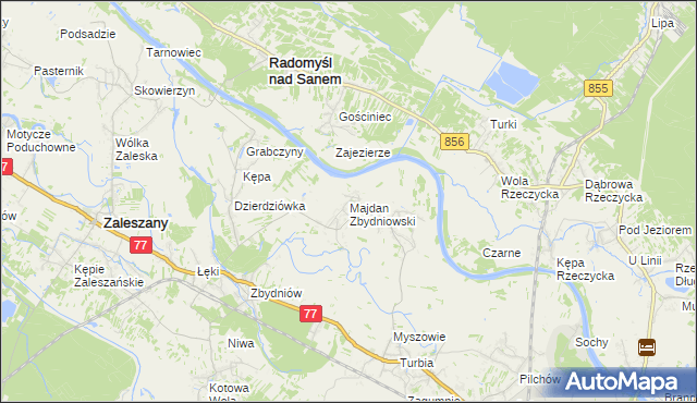 mapa Majdan Zbydniowski, Majdan Zbydniowski na mapie Targeo