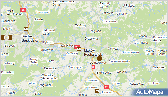 mapa Maków Podhalański, Maków Podhalański na mapie Targeo